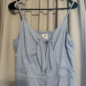 Blue Gingham Tie-Front Dress